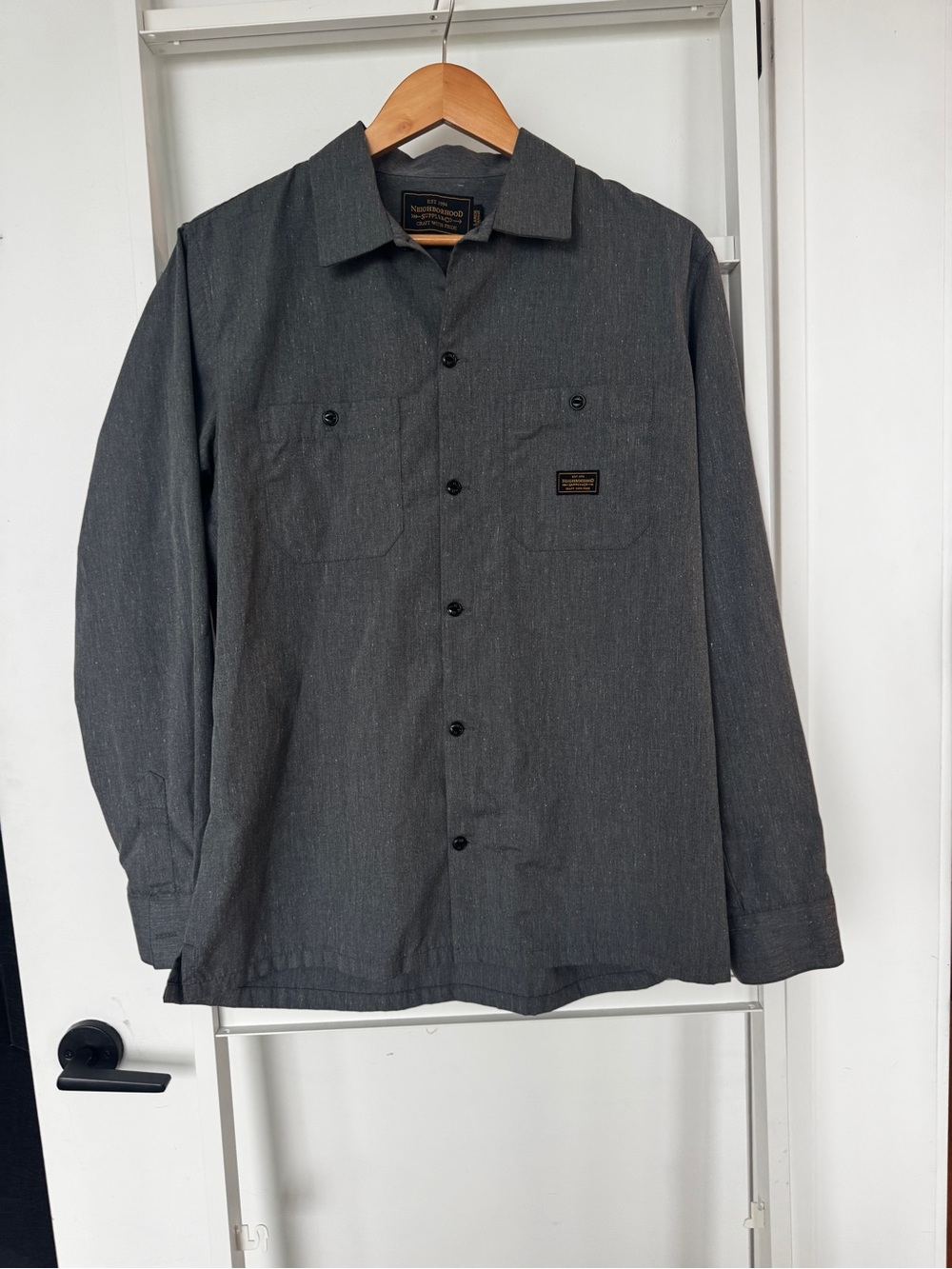 NEIGHBORHOOD BRAND - GREY LONG SLEEVE BUTTON UP | SIZE LARGE